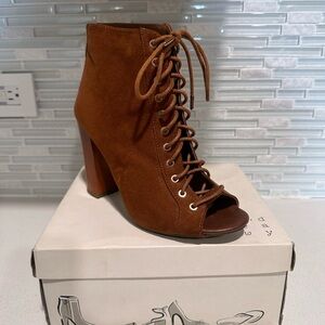 Brown Lace-Up Suede Ankle Boots
